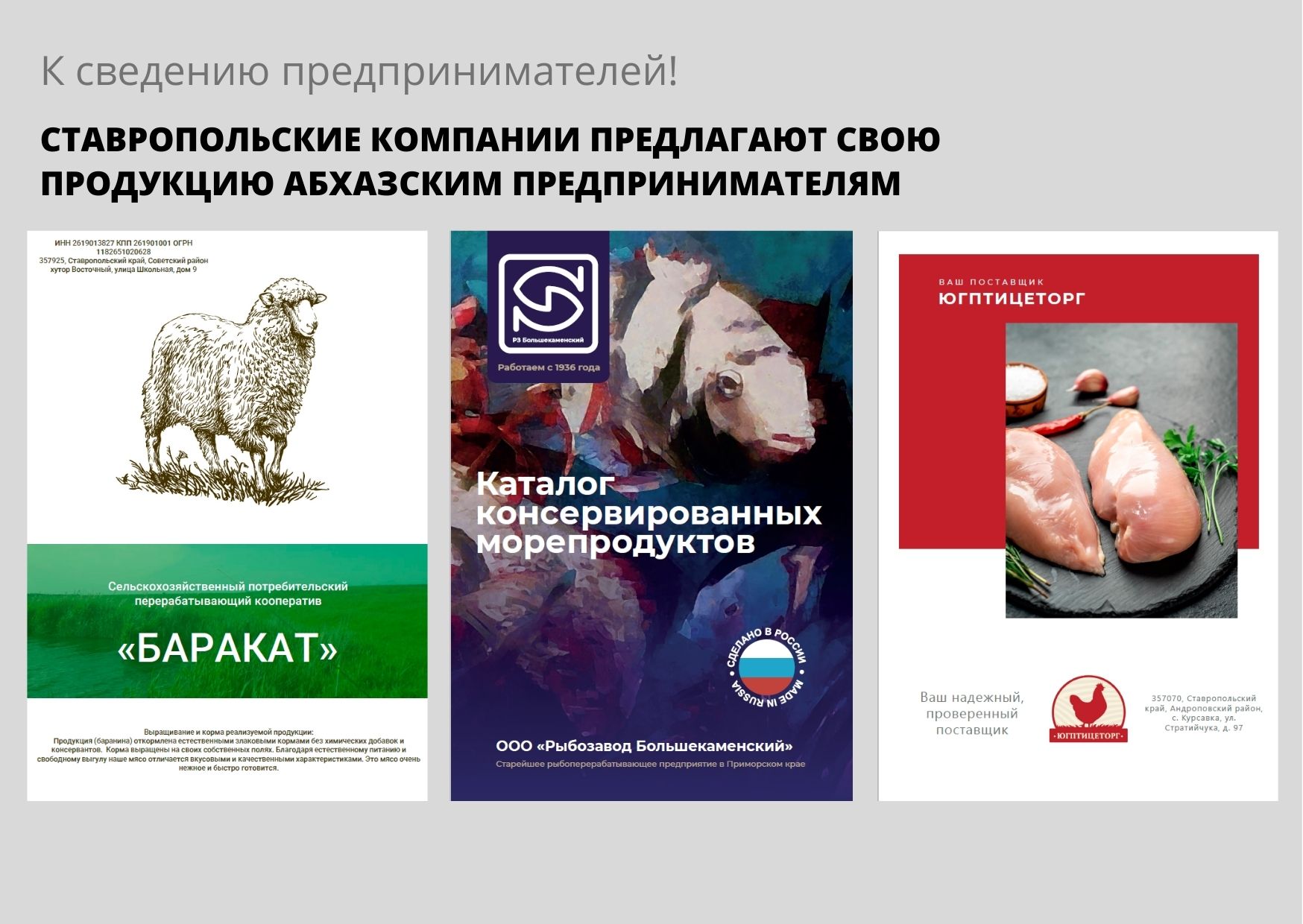  СТАВРОПОЛЬСКИЕ КОМПАНИИ ПРЕДЛАГАЮТ СВОЮ ПРОДУКЦИЮ АБХАЗСКИМ ПРЕДПРИНИМАТЕЛЯМ 
